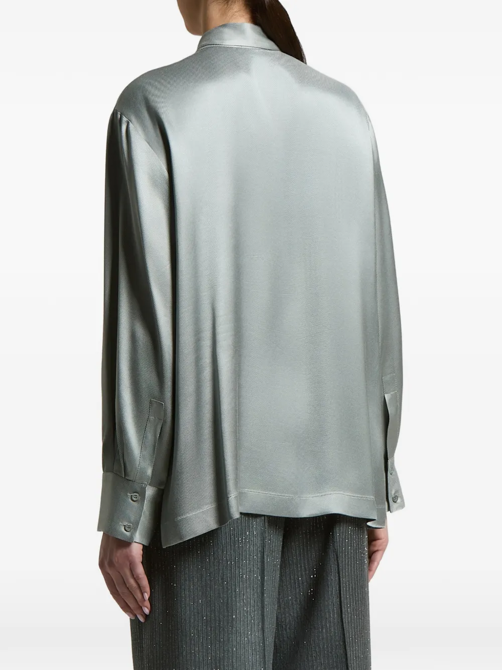 Peserico Blouse met strikkraag Groen