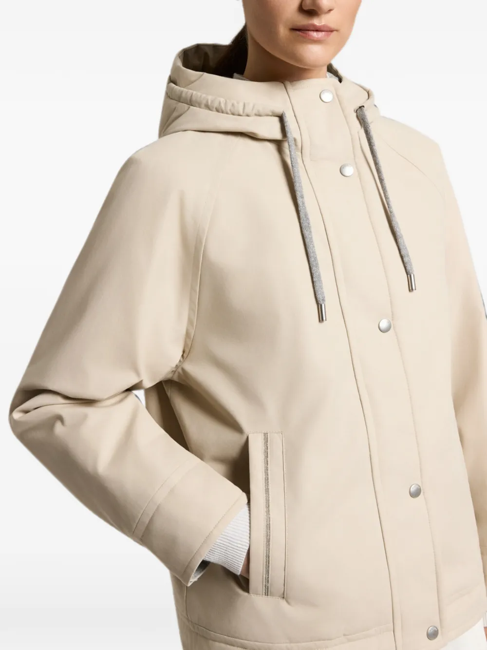 Peserico Jas met raglan mouwen en capuchon Beige