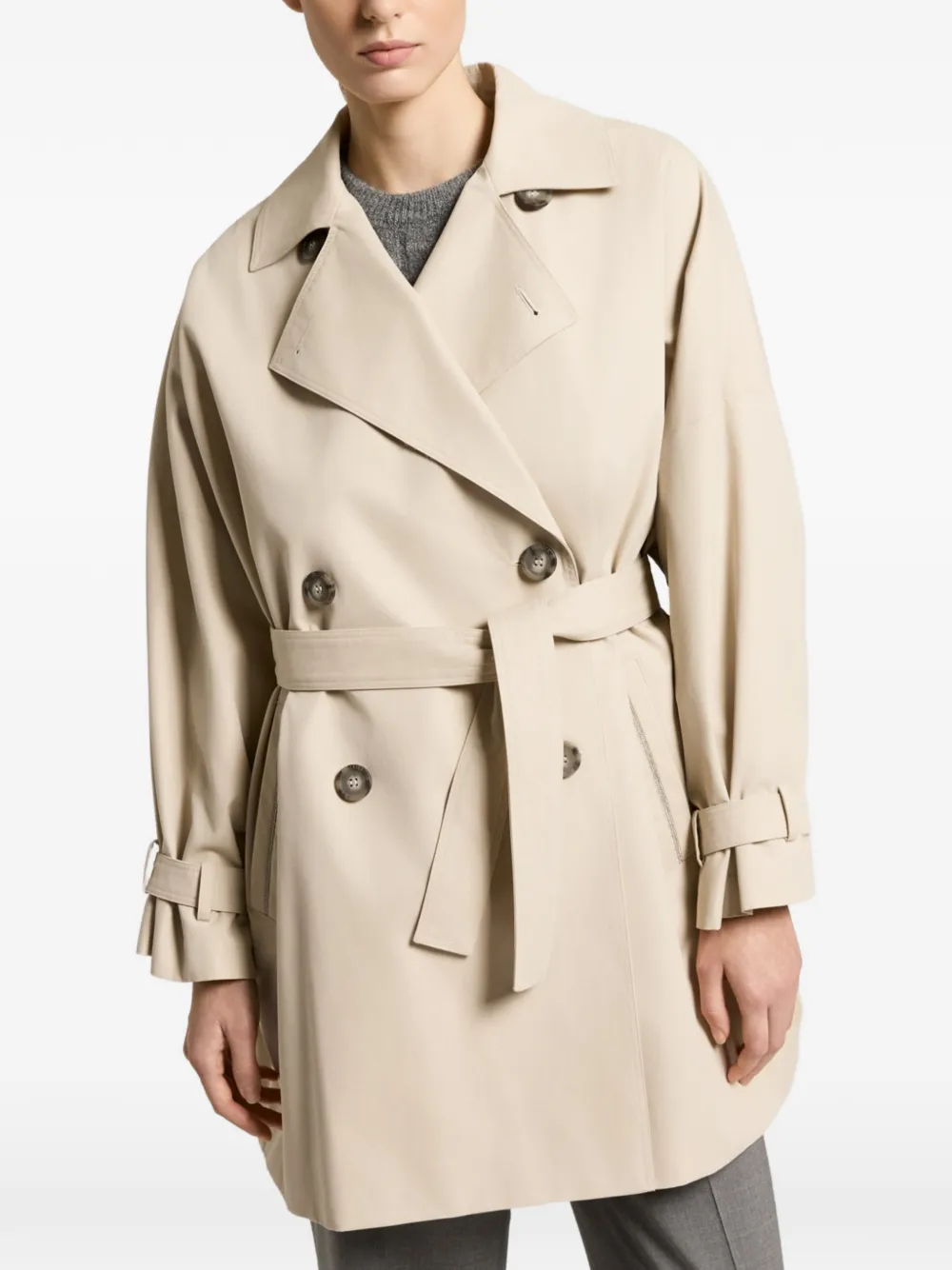 Peserico double-breasted belted coat - Neutrals