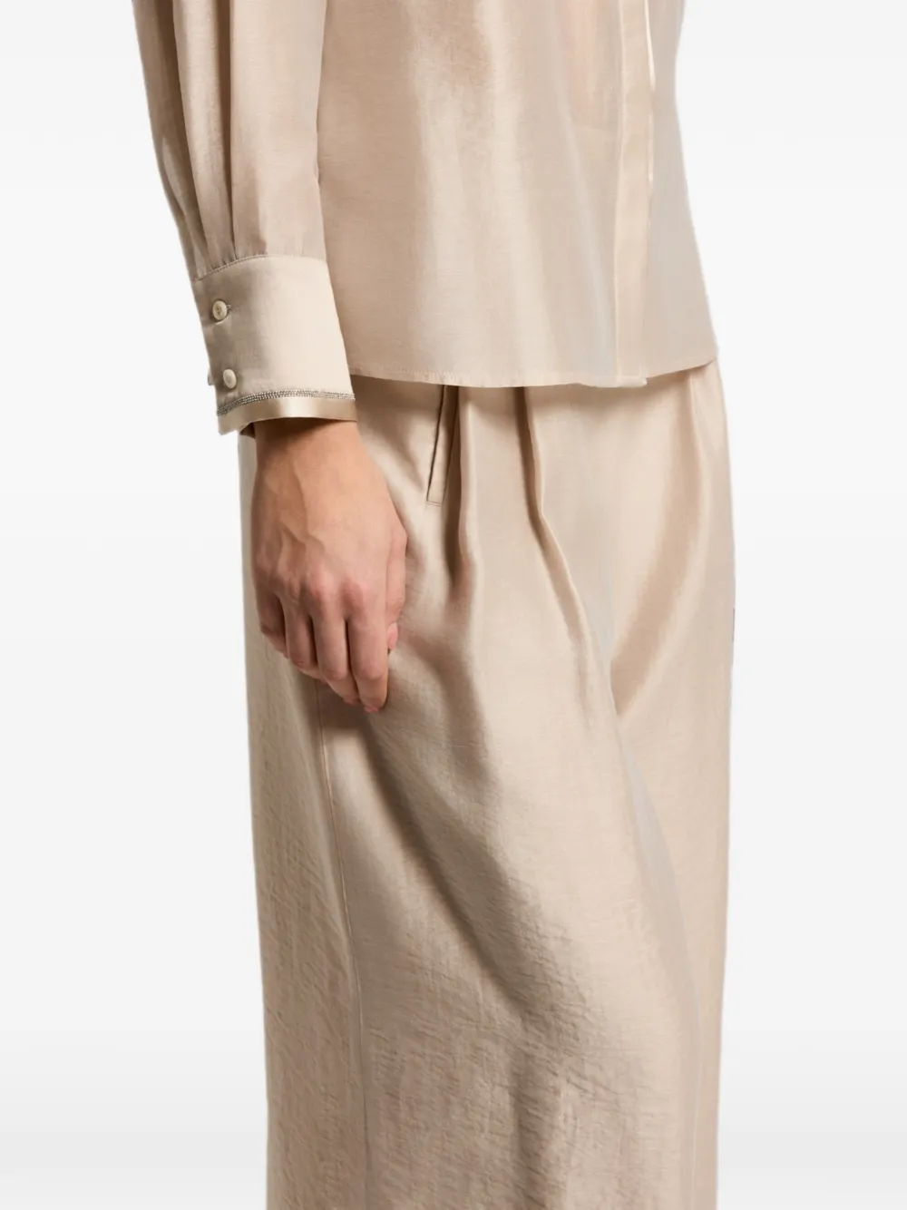 Peserico Blouse met kralen afwerking Beige