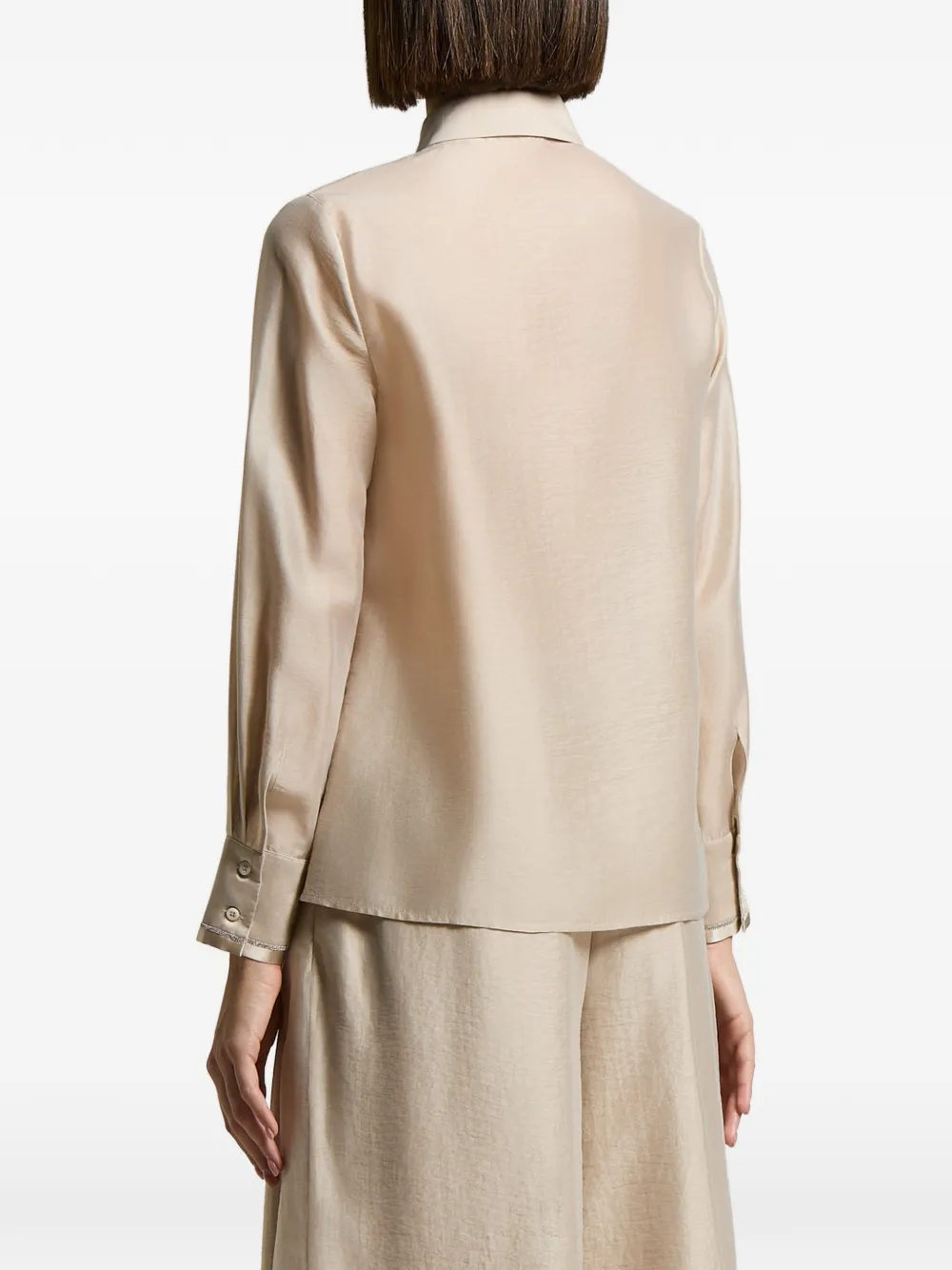 Peserico Blouse met kralen afwerking Beige