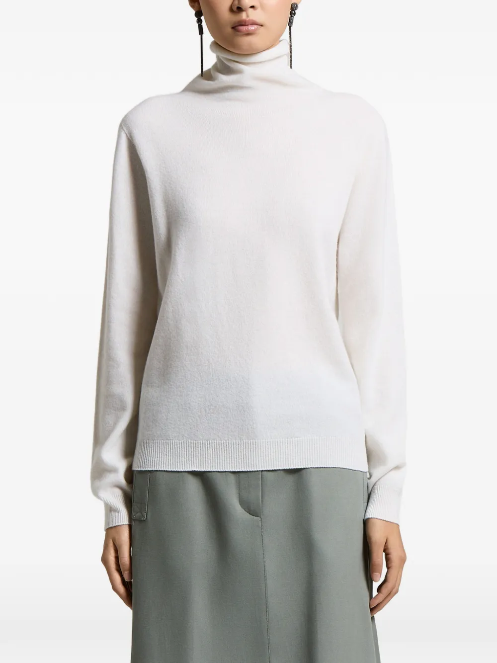Peserico roll-neck ribbed-trim sweater - White