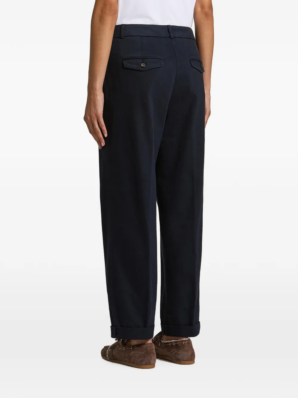 Peserico Geplooide broek met omgeslagen pijpen Blauw