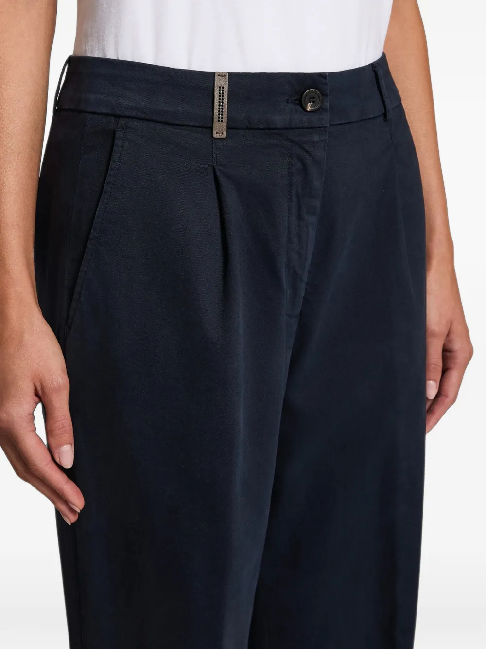 Peserico Geplooide broek met omgeslagen pijpen Blauw