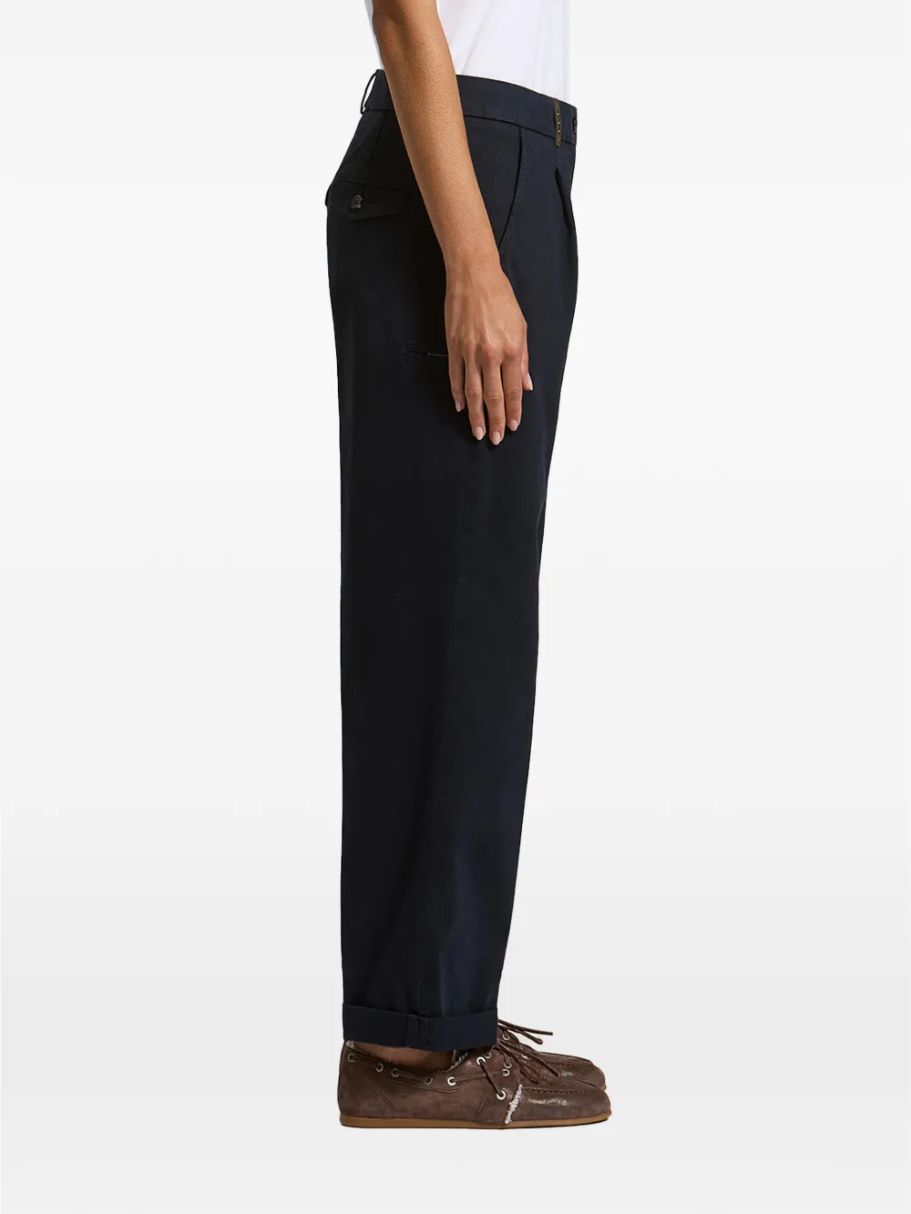 Peserico Geplooide broek met omgeslagen pijpen Blauw