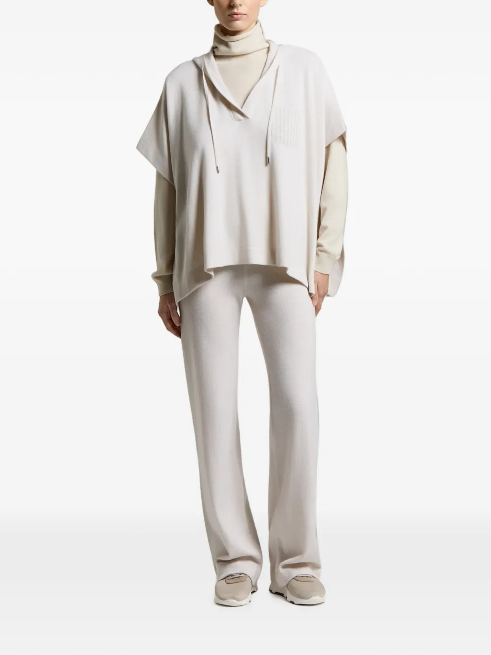 Peserico Hoodie met korte mouwen Beige