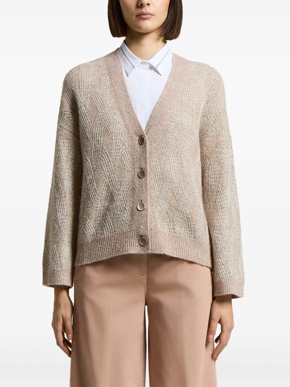 Peserico Cardigan mit Pailletten - Nude