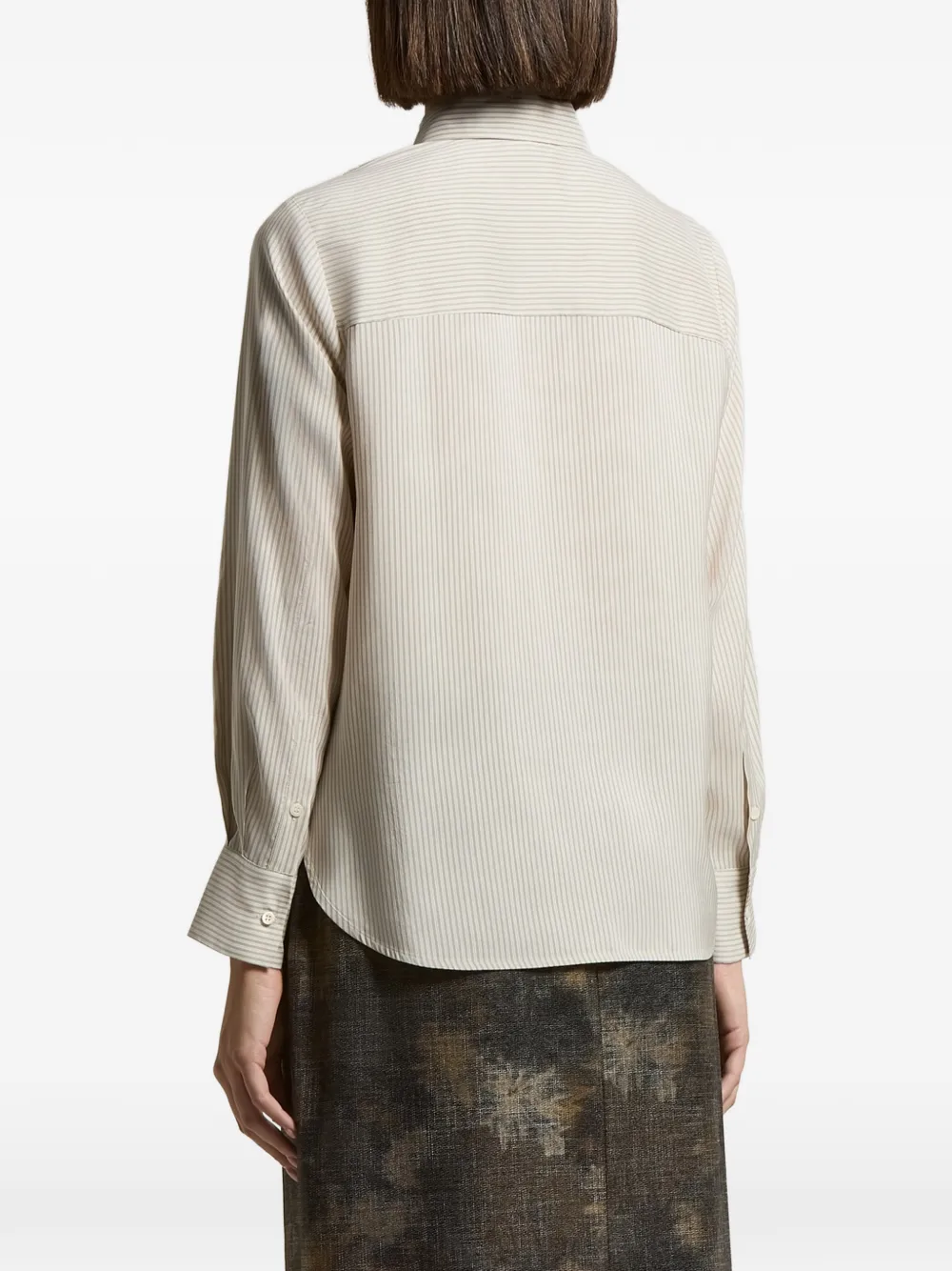 Peserico Gestreept overhemd met lange mouwen Beige