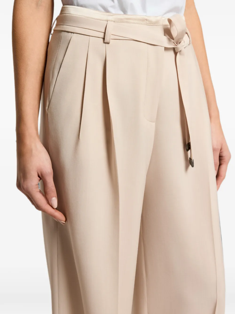 Peserico Plooibroek met ceintuur Beige