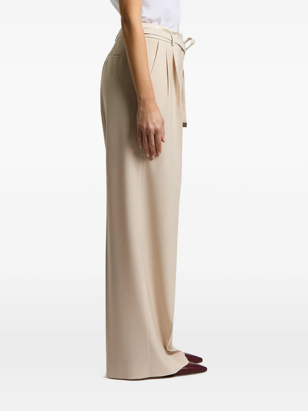 Peserico Plooibroek met ceintuur Beige