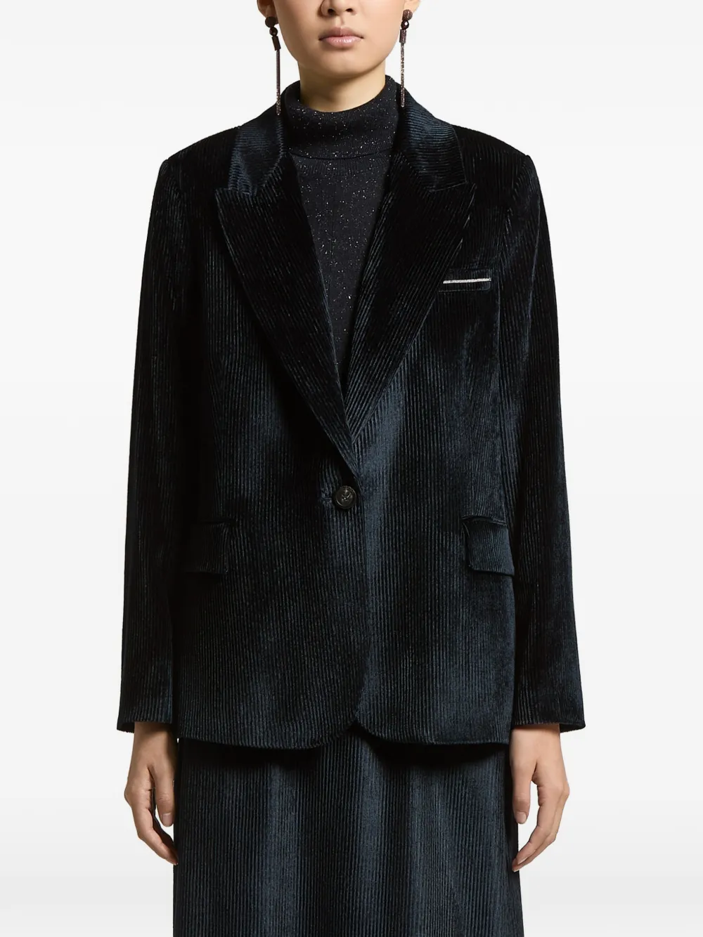 Peserico Einreihige Jacke aus Cord - Blau
