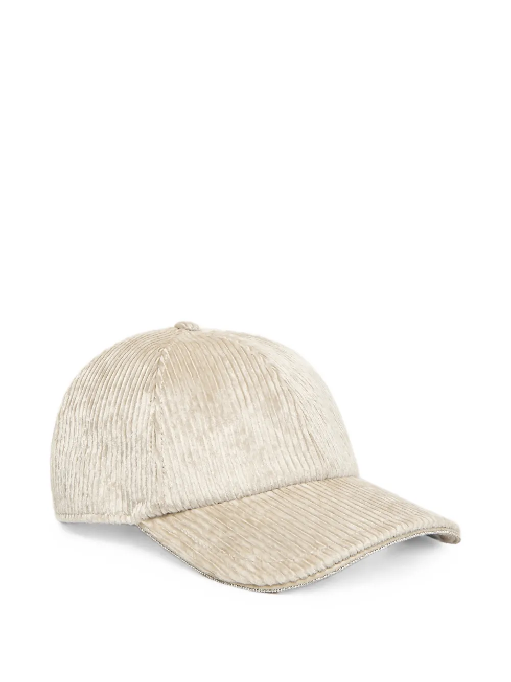 Peserico Corduroy-effect Crystal-embellished Baseball Cap In Neutrals