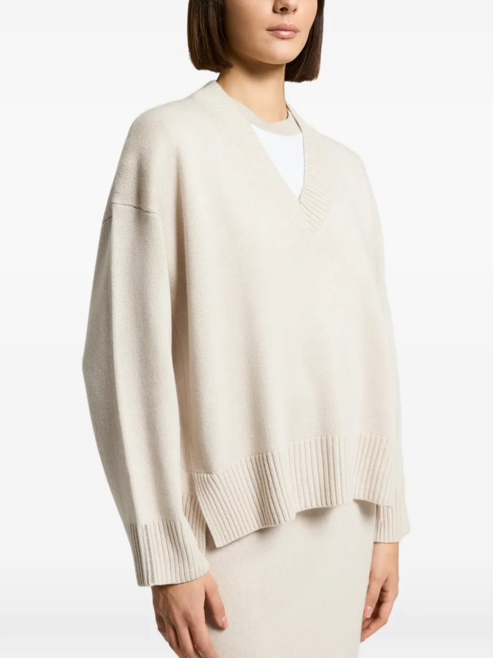 Peserico Ribgebreide trui Beige