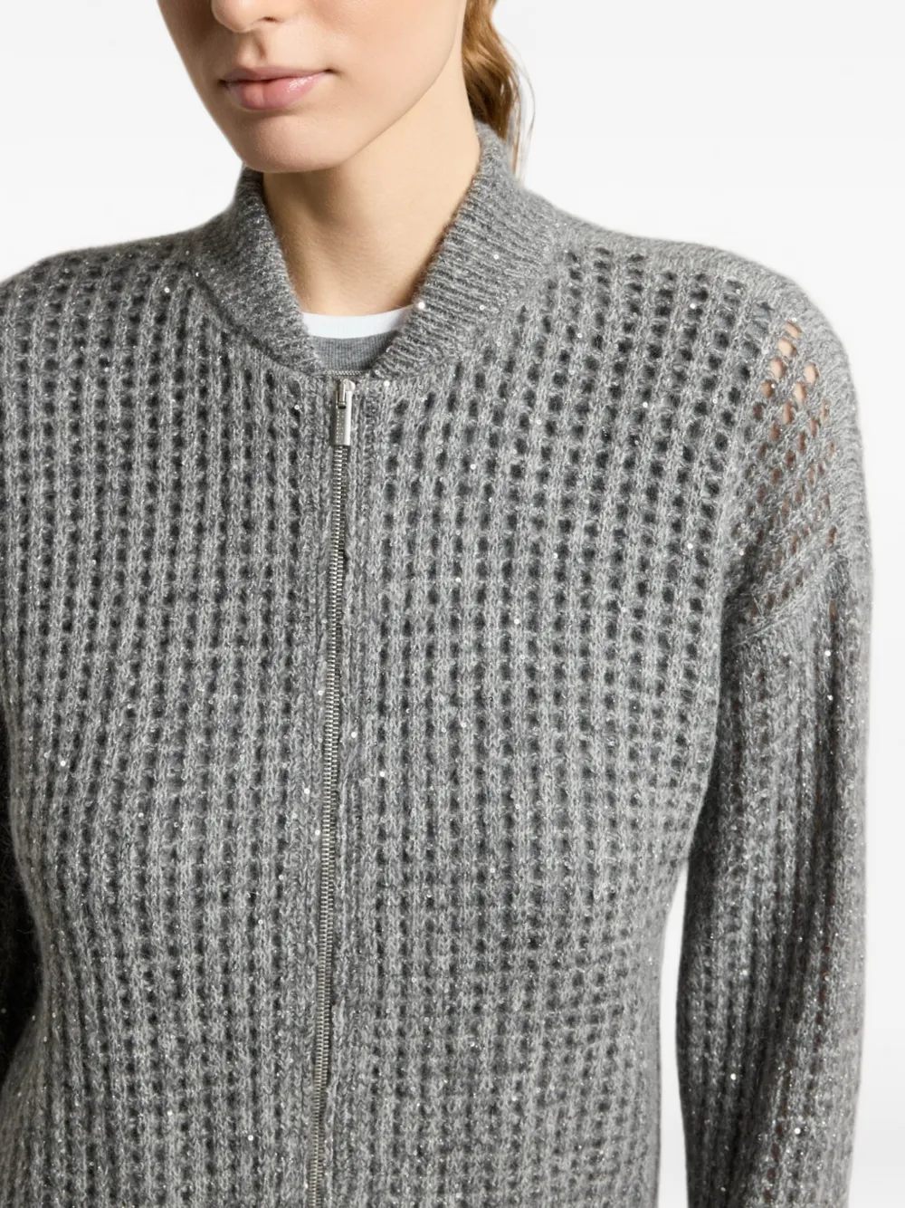 Peserico Opengebreid vest Grijs