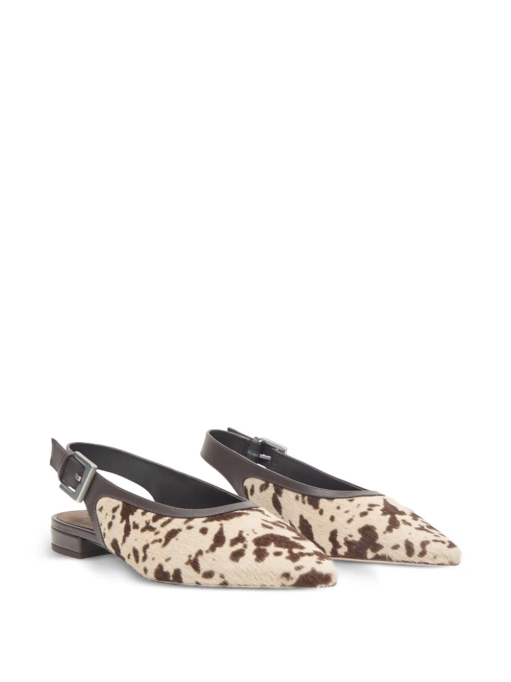 Peserico Slingback pumps met koeien-print Bruin