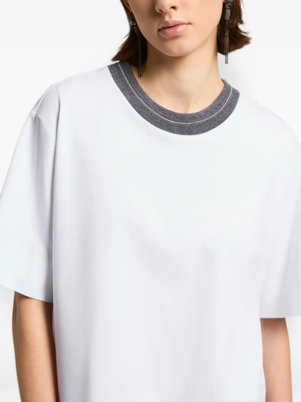 Peserico T-shirt met contrasterende afwerking en keyhole-detail Wit