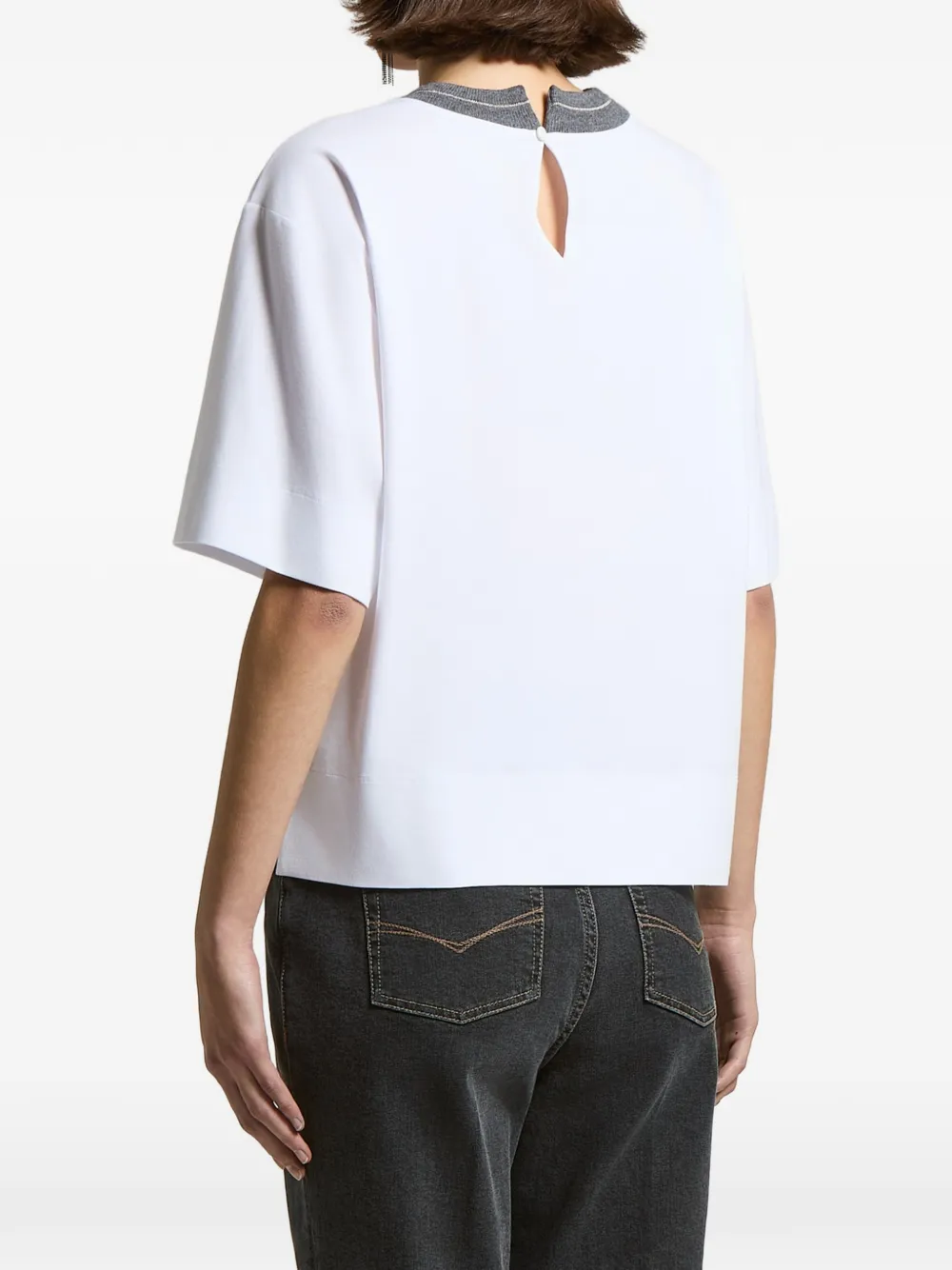 Peserico T-shirt met contrasterende afwerking en keyhole-detail Wit