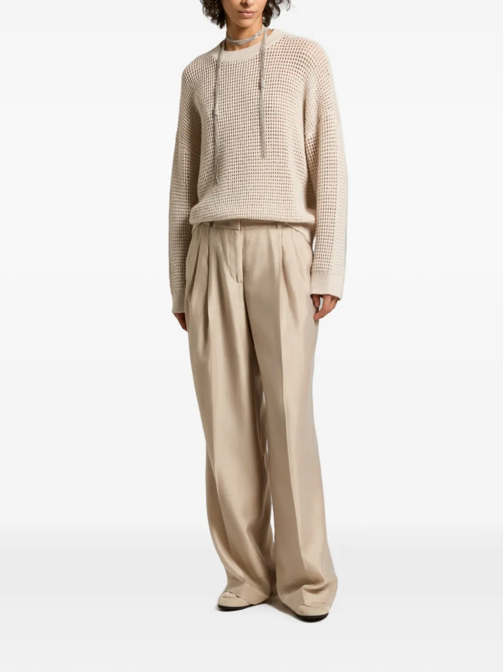 Peserico Broek met geplooid detail Beige