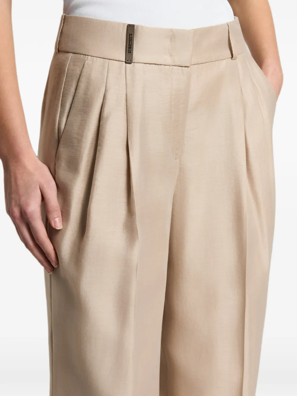 Peserico Broek met geplooid detail Beige