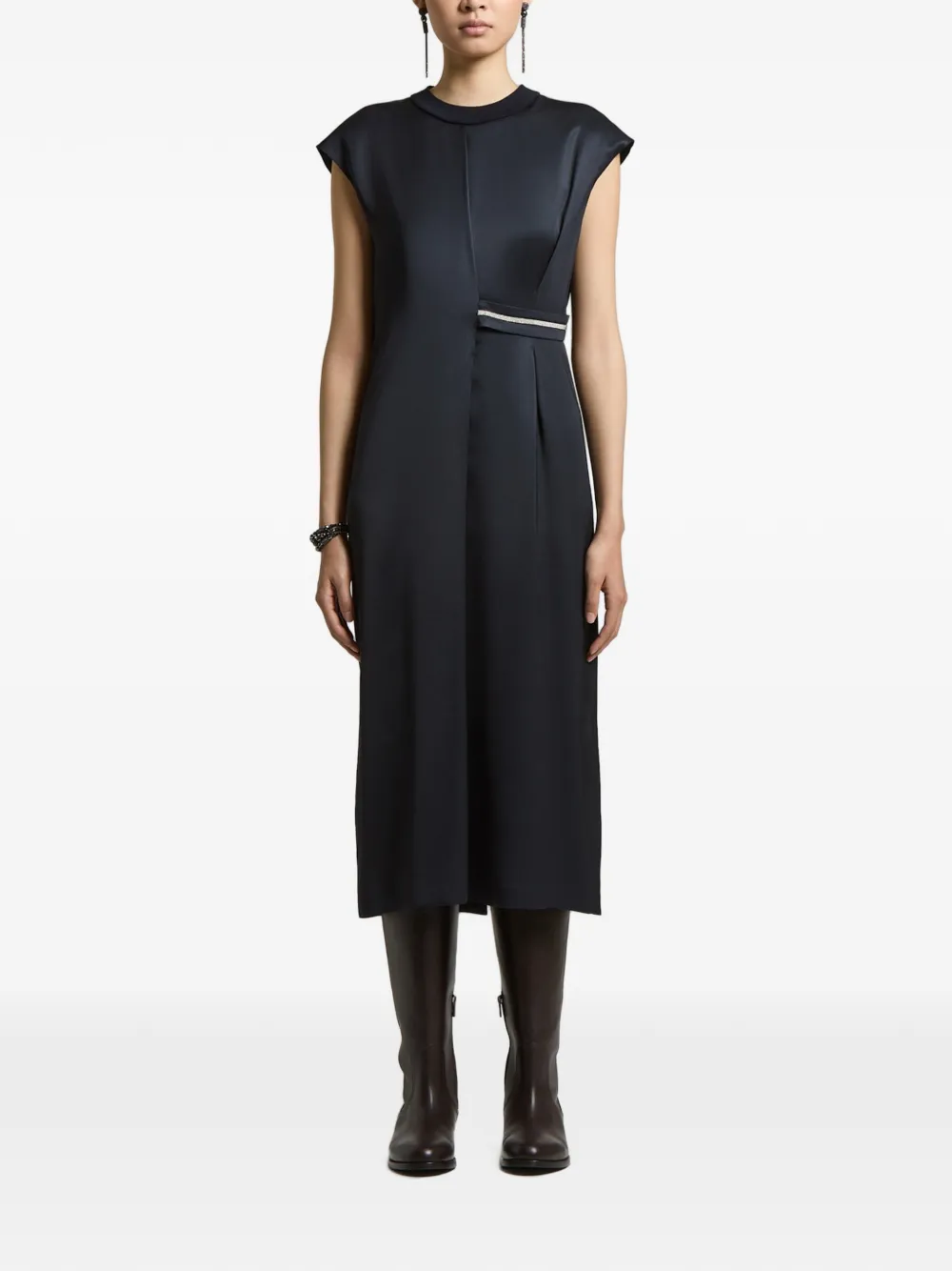 Peserico chain-detail pleated midi dress