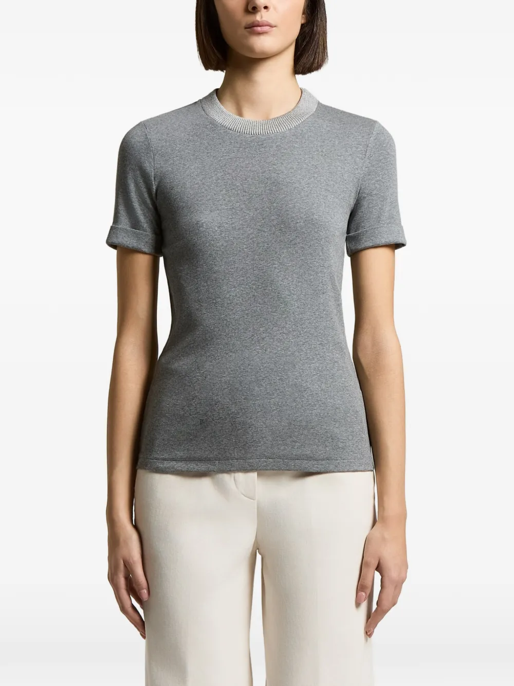 Peserico ribbed-knit short-sleeve T-shirt - Grigio
