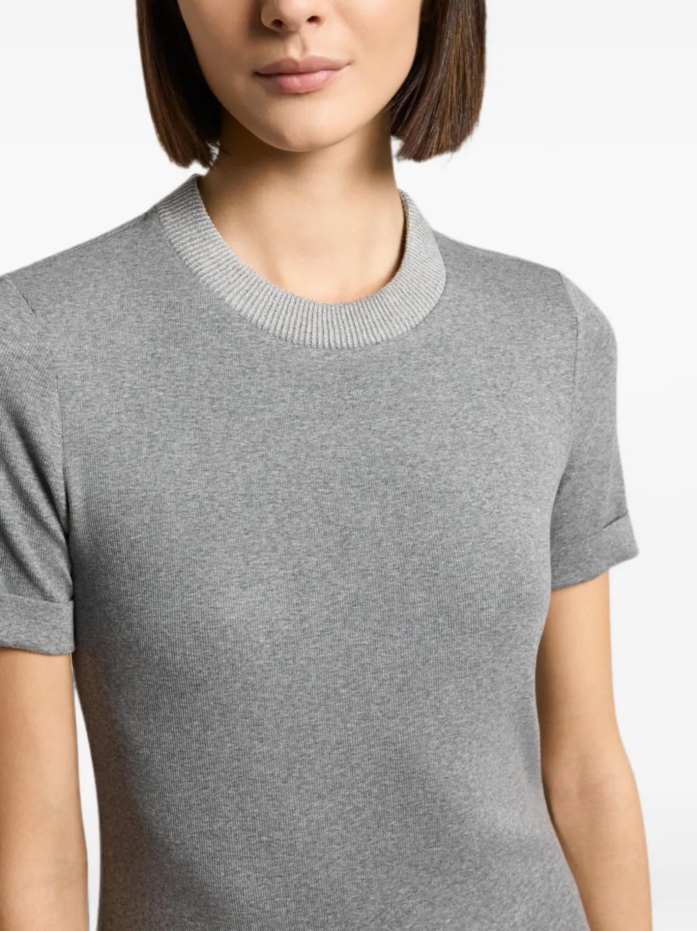 Peserico Ribgebreid T-shirt Grijs