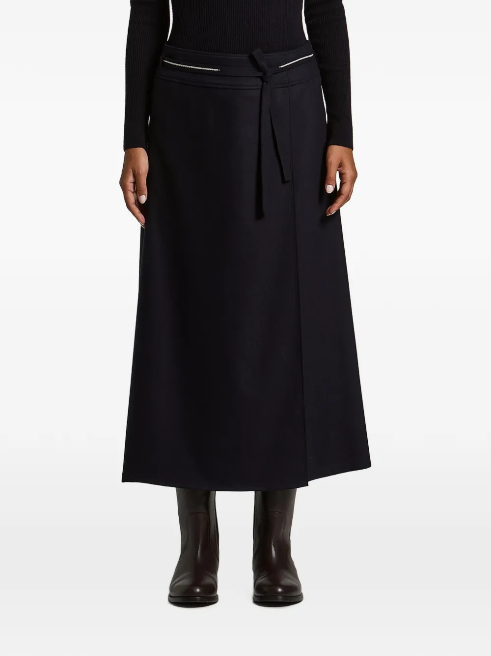 Peserico wrap-style belted midi skirt
