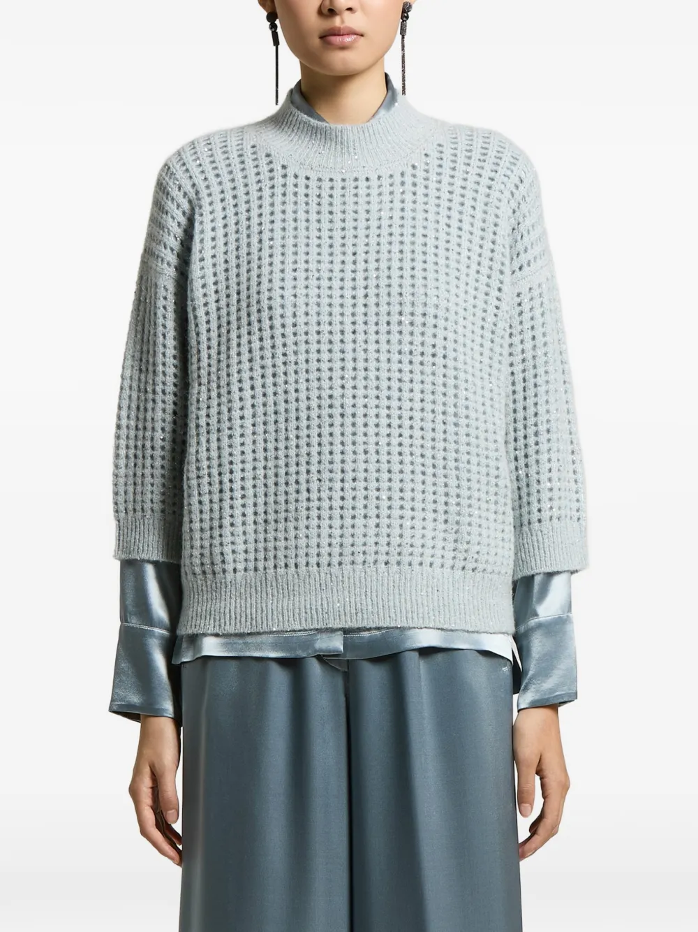 Peserico Maglione in maglia traforata - Blu