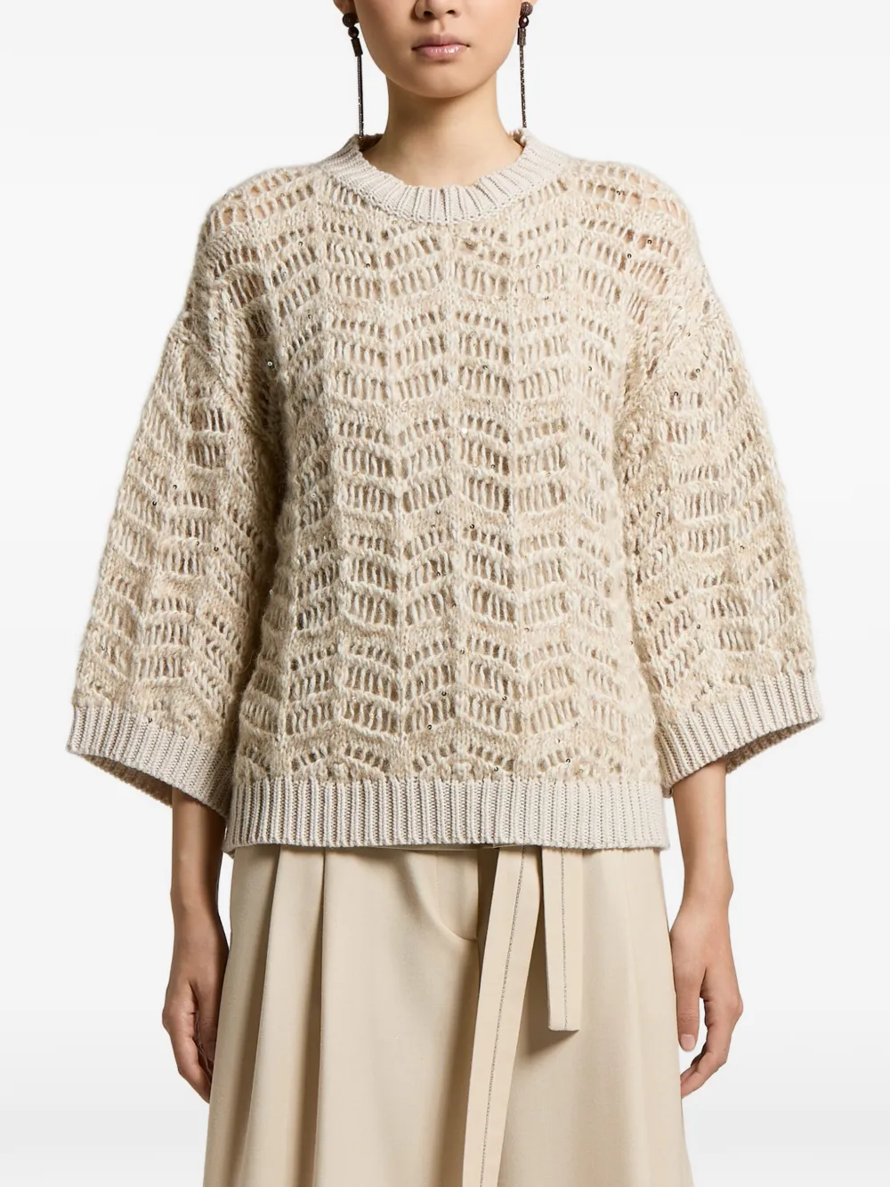Peserico Maglione in maglia traforata - Toni neutri