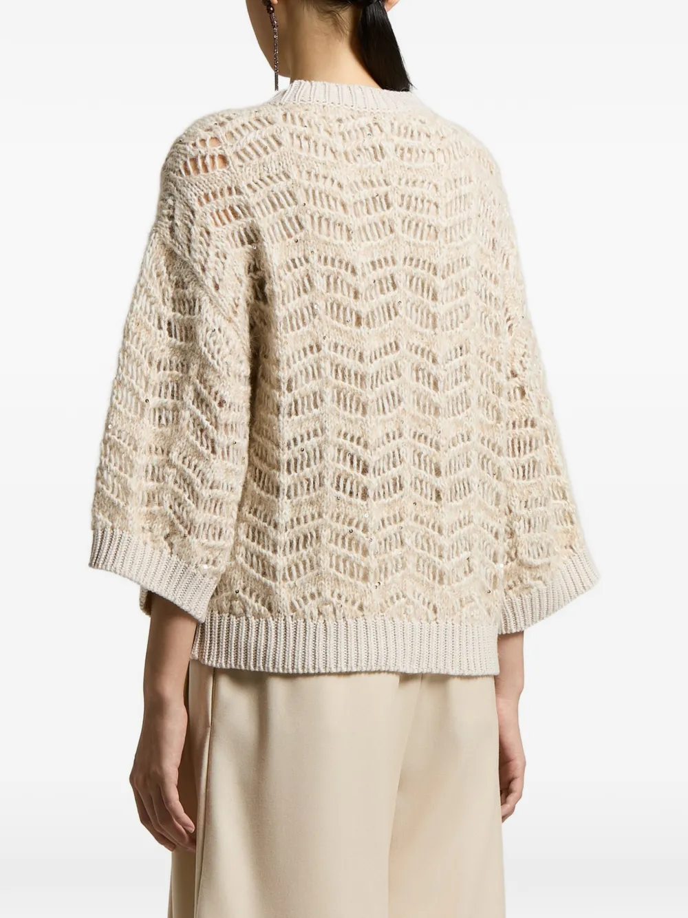 Peserico Opengebreide trui Beige