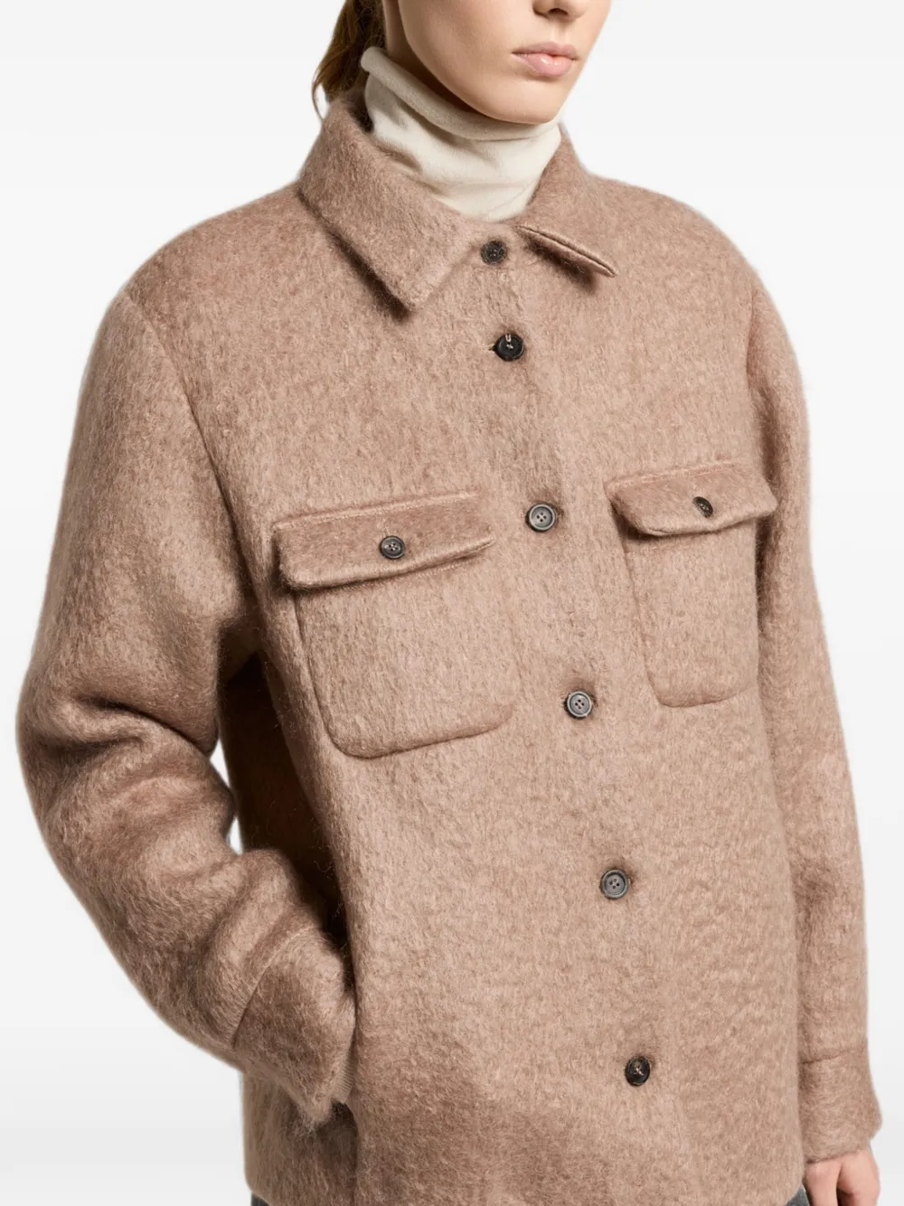 Peserico Button-up jack met borstzak Beige