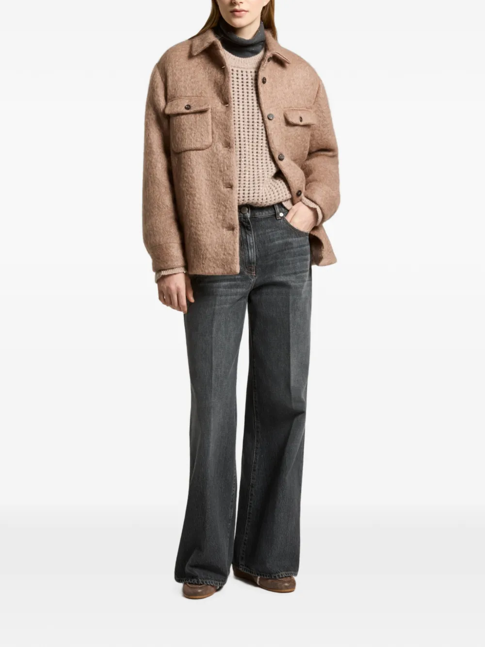 Peserico Button-up jack met borstzak Beige