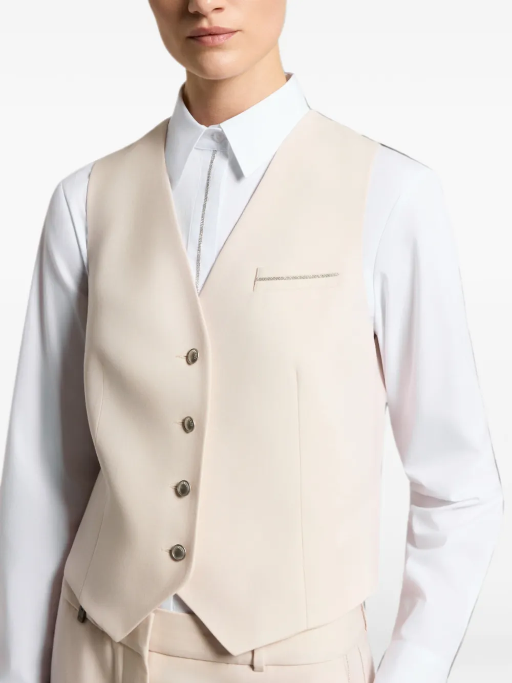 Peserico Gilet met kralen afwerking Beige