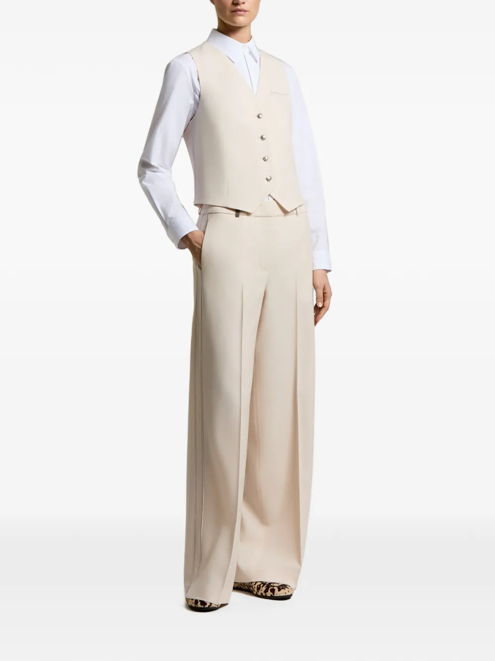 Peserico Gilet met kralen afwerking Beige