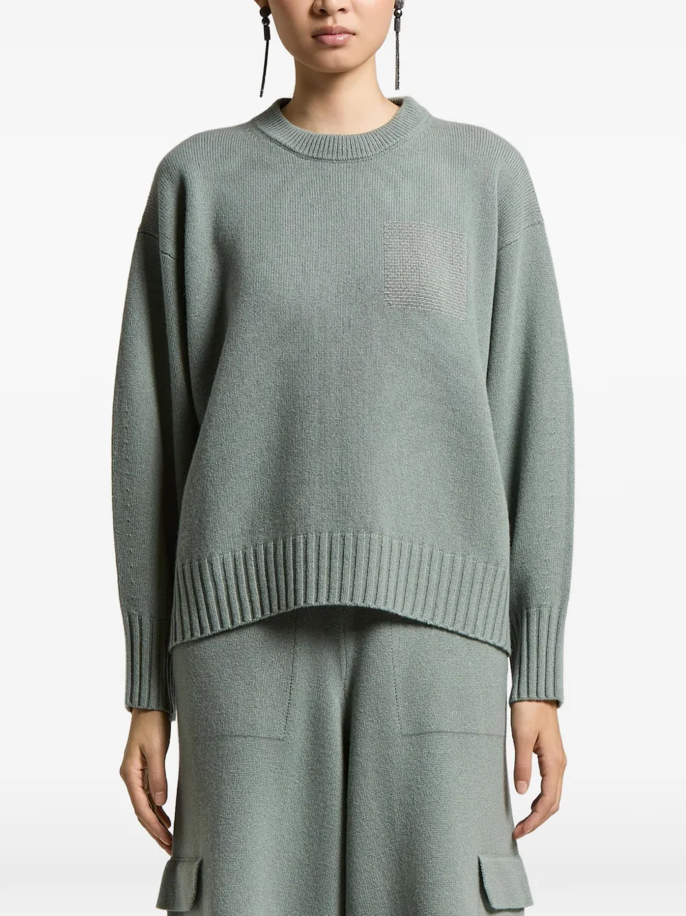 Peserico pocket-detail ribbed-trim sweater - Green