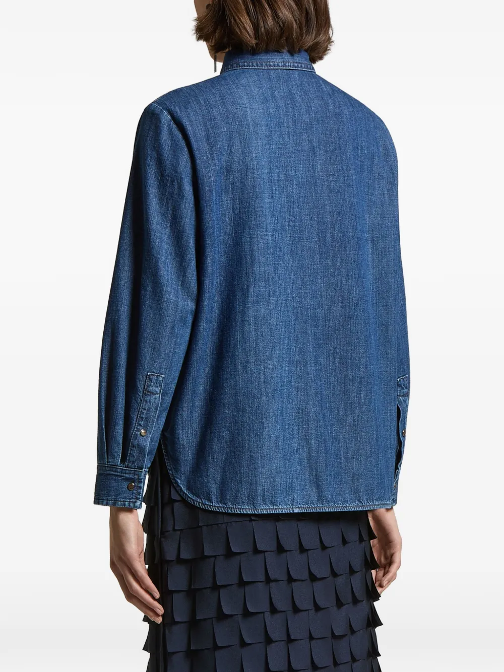 Peserico Denim blouse met strikdetail Blauw