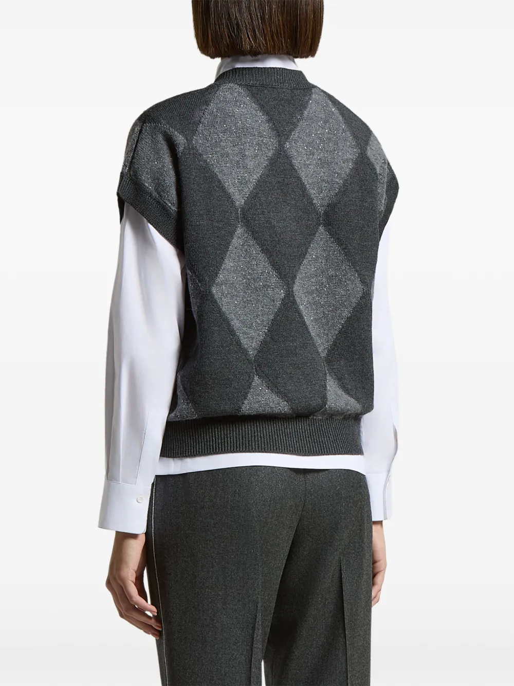 Peserico Trui met argyle-patroon Grijs