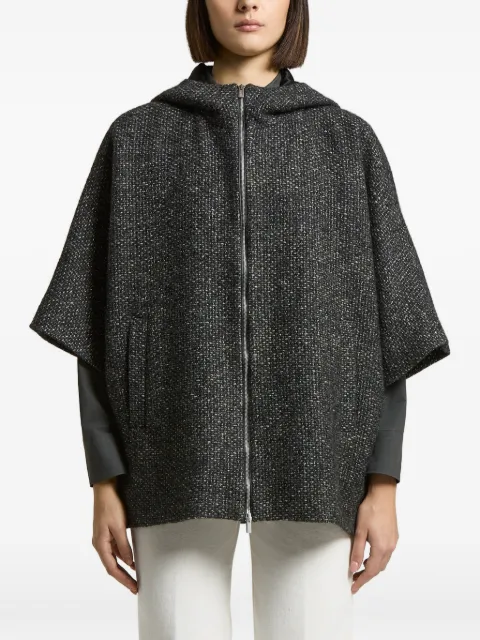 Peserico hooded bouclé-knit cape