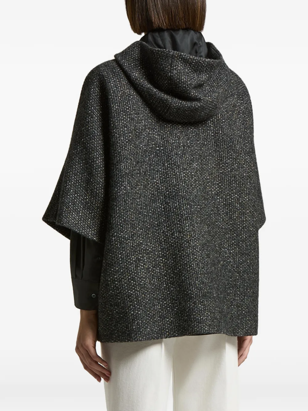 Peserico Bouclé gebreide cape met capuchon Grijs