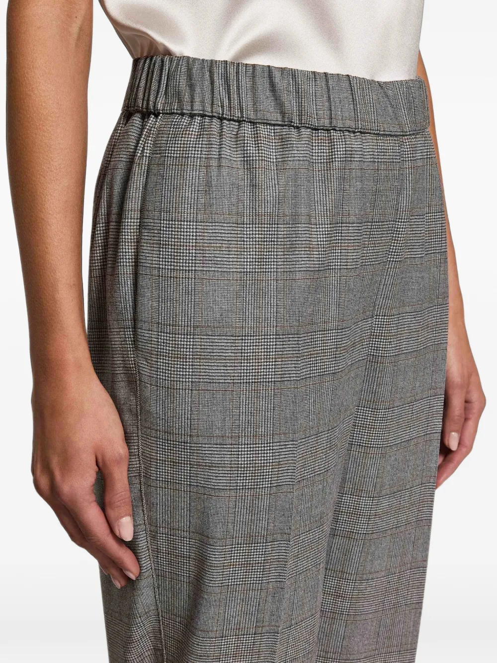 Peserico Geruite broek met elastische taille Grijs