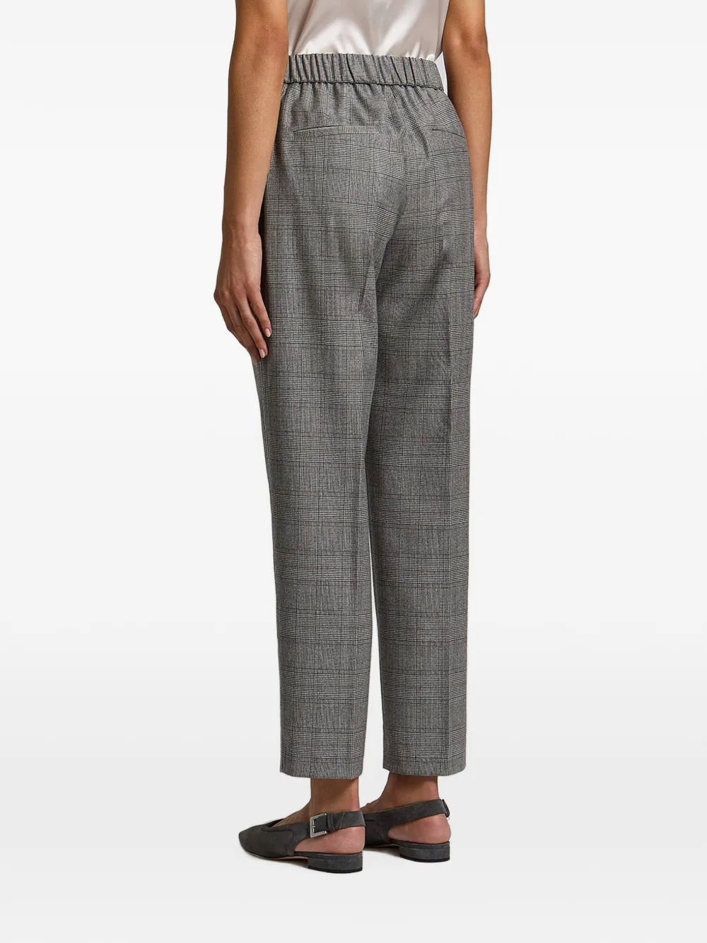 Peserico Geruite broek met elastische taille Grijs