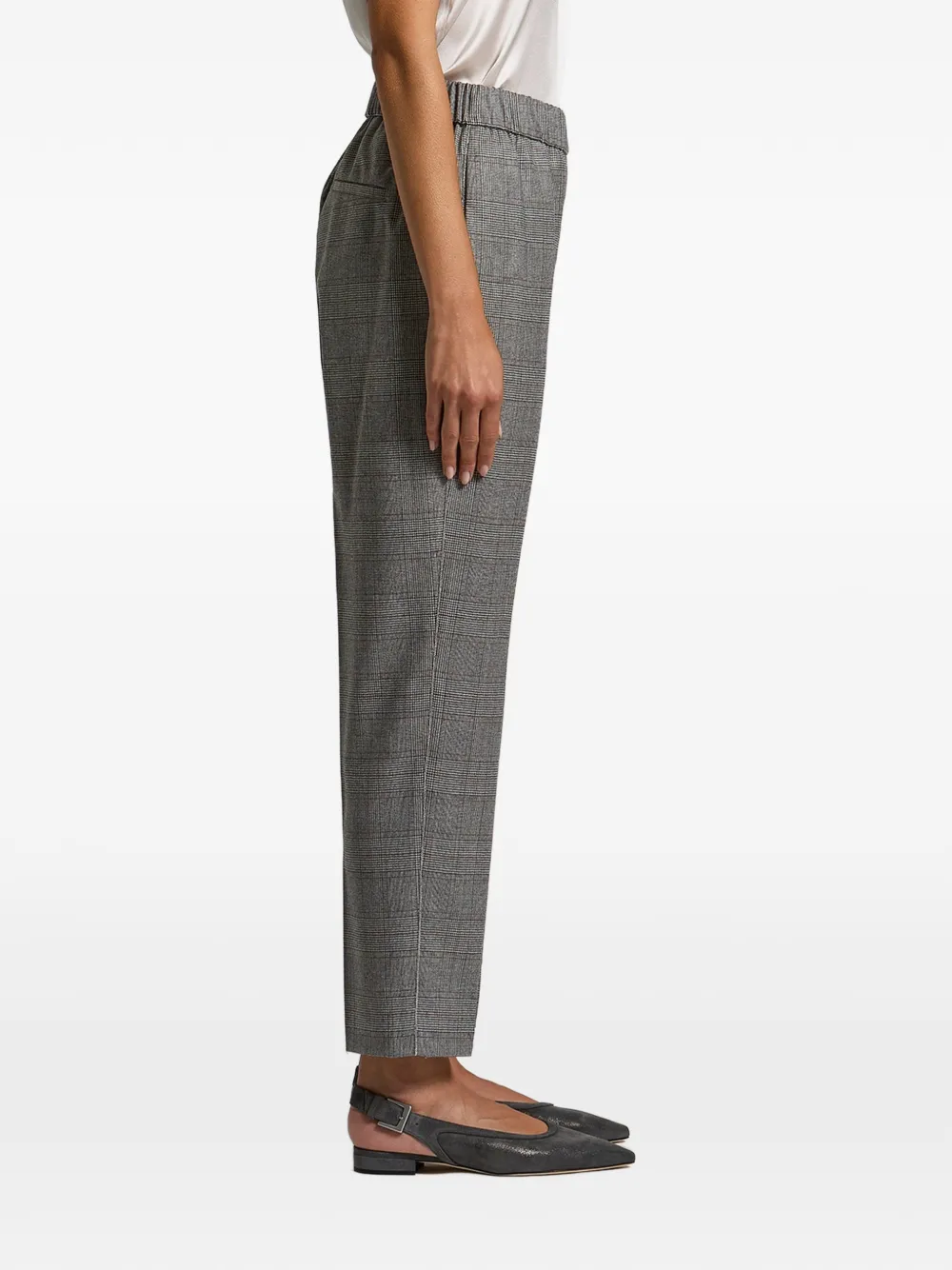 Peserico Geruite broek met elastische taille Grijs