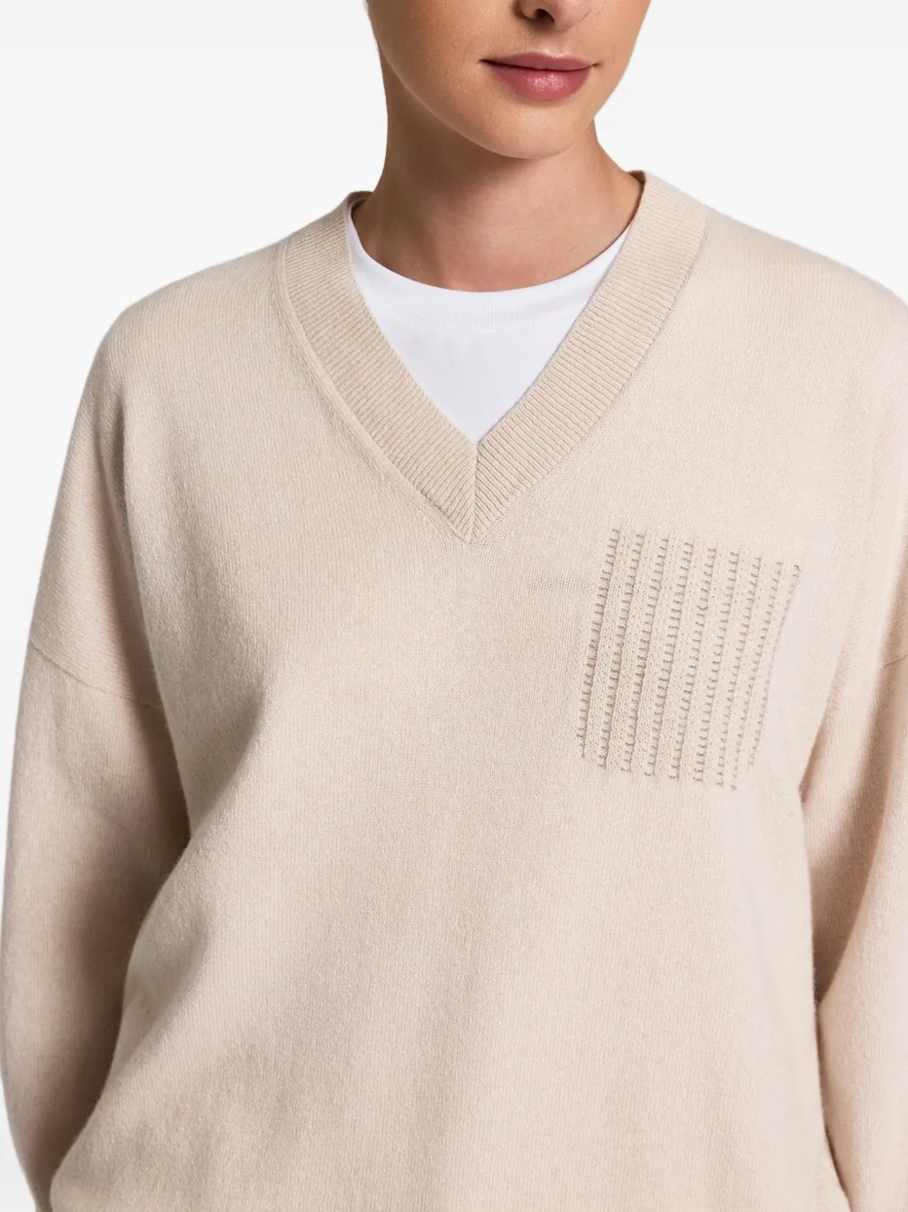 Peserico Trui met V-hals en verlaagde schouders Beige
