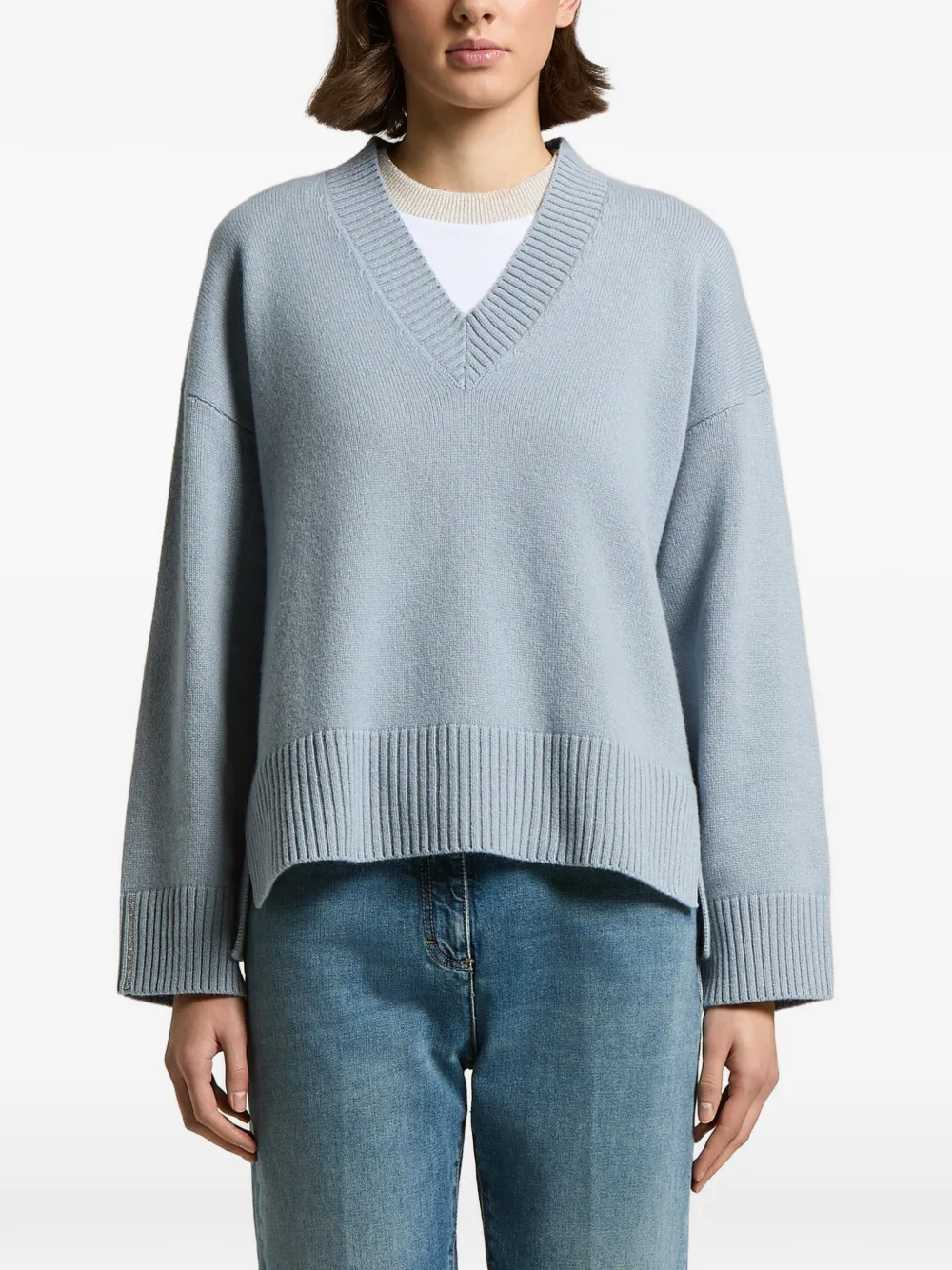 Peserico Pullover mit geripptem Saum - Blau