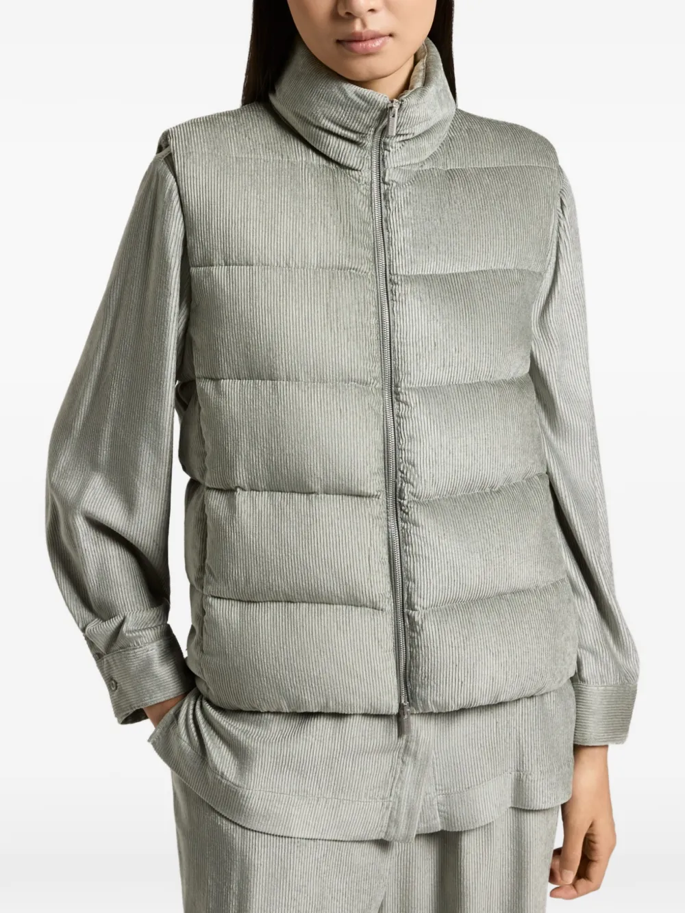 Peserico Gewatteerde ribfluwelen bodywarmer Groen
