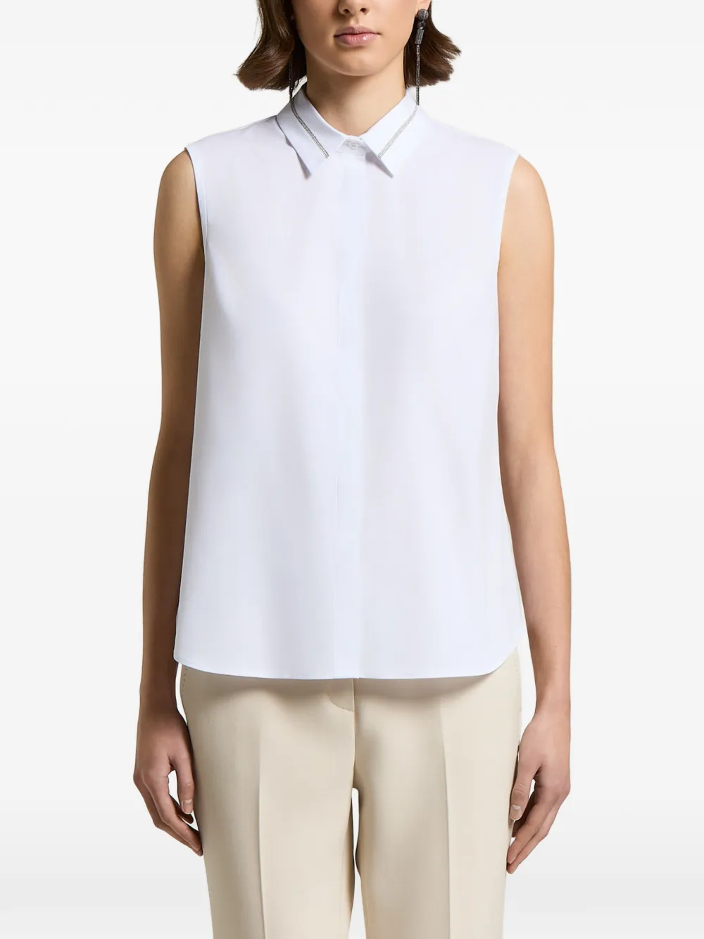 Peserico point-collar sleeveless shirt - White