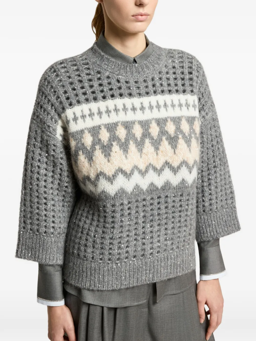 Peserico Sweater met ronde hals Grijs
