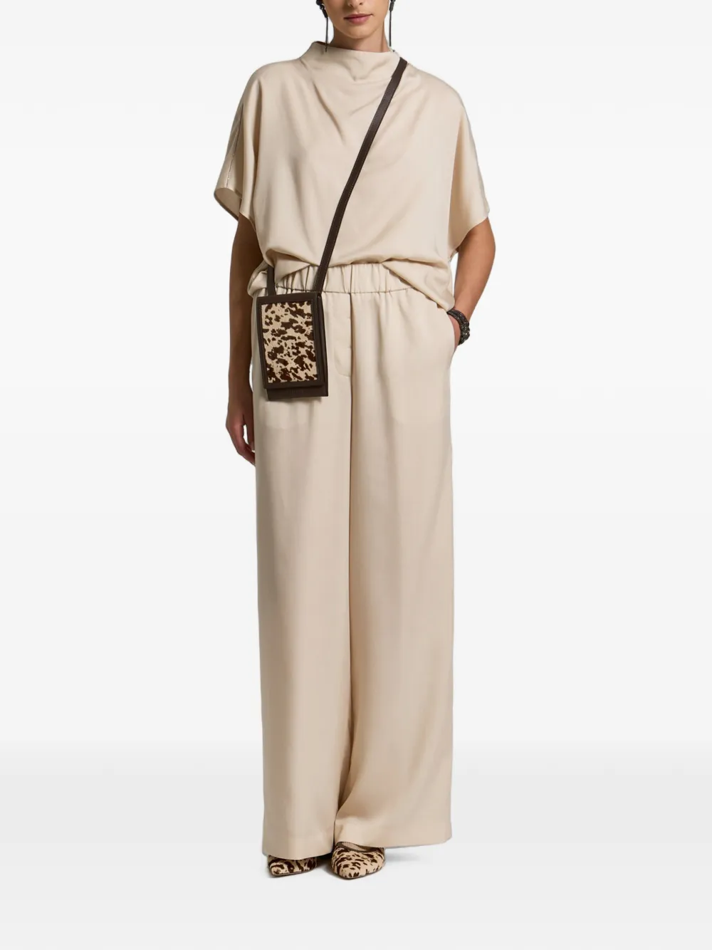 Peserico Gedrapeerde top Beige