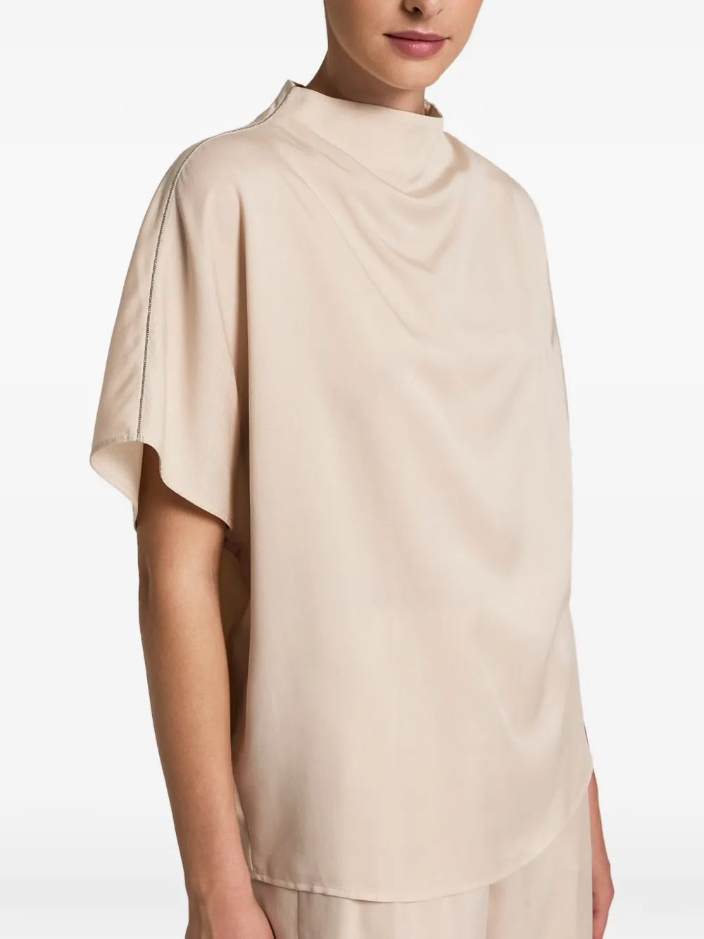 Peserico Gedrapeerde top Beige