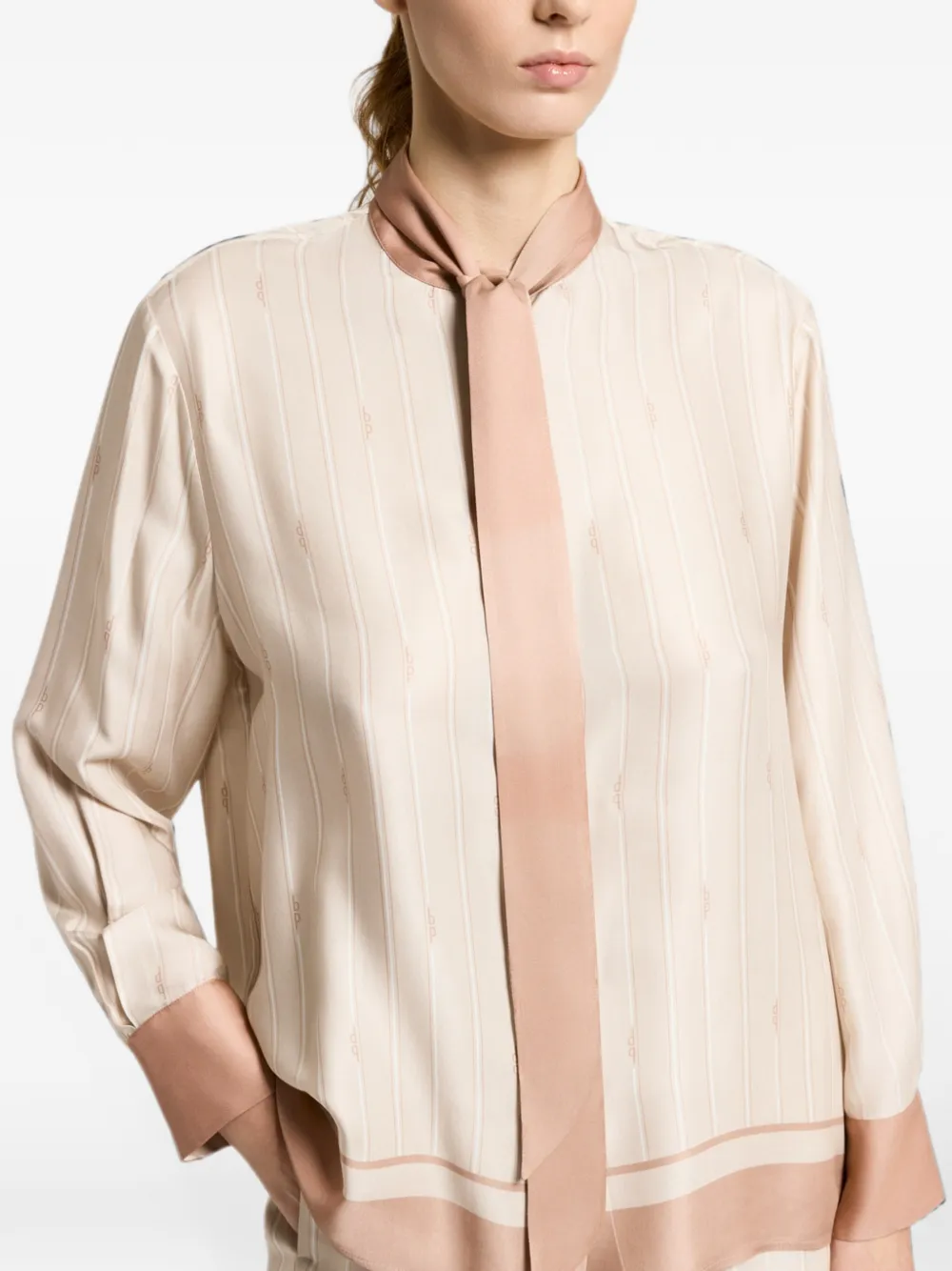 Peserico Gestreept overhemd met lange mouwen Beige